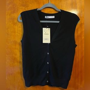 Black Button Up Sweater Vest
